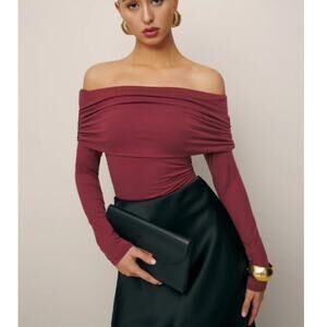 Reformation Florentina off shoulder long sleeve top
